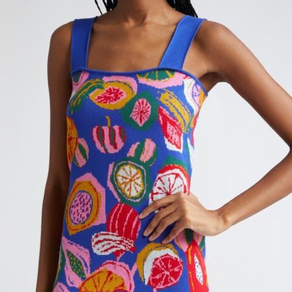 FARM Rio Colorful Fruit Salad Knit Midi Dress Medium M - Picture 3 of 3